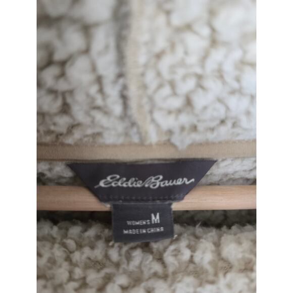 Eddie Bauer Sherpa Pullover Cream Fleece Cozy Teddy Sweater Women's M Cabincore - Picture 4 of 8